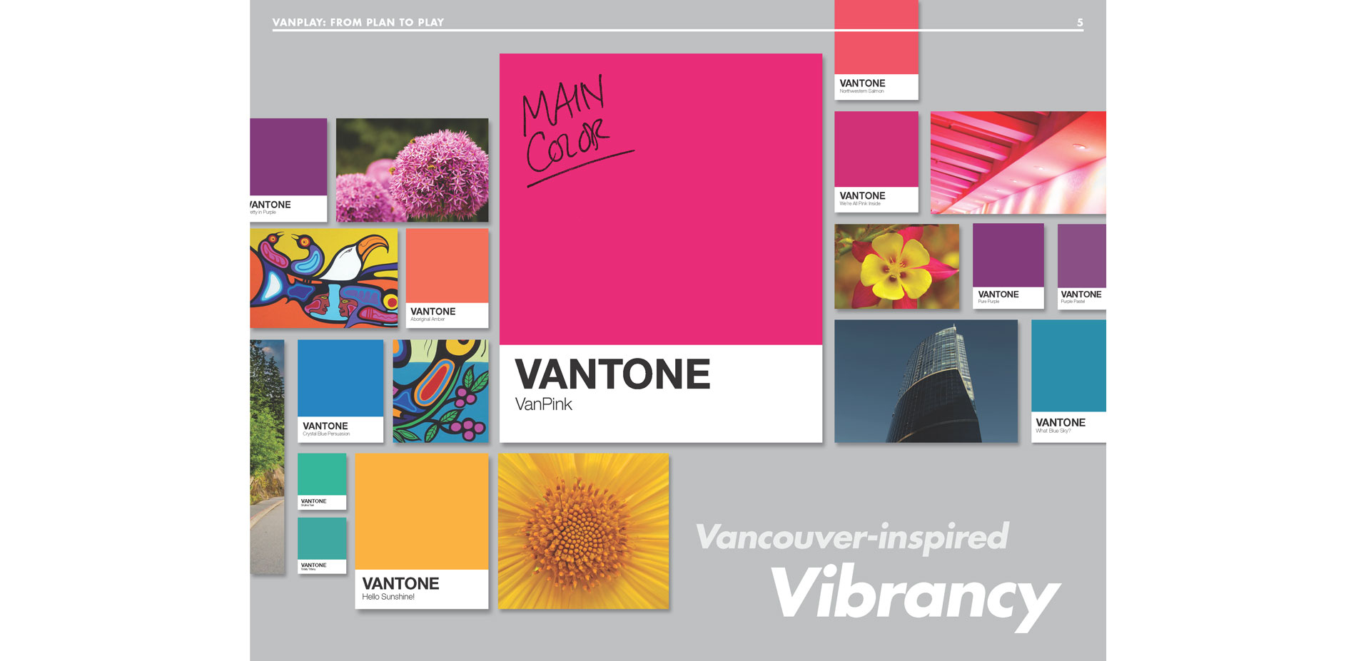The team sought inspiration in the vibrant nature of Vancouver, visually and culturally. Hundreds of photographs representing color and culture were c…