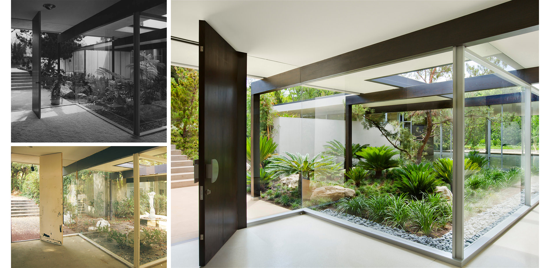 Comparison of 1955, 2011, and 2015 Interior Entry Foyer and Central Garden