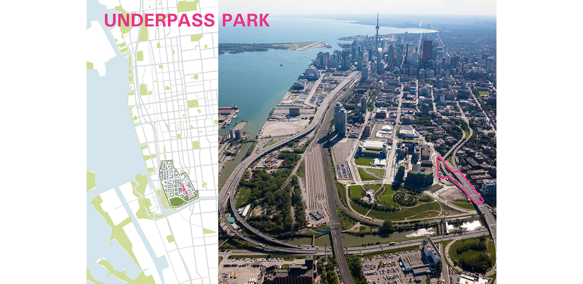 Map and Aerial View of Underpass Park