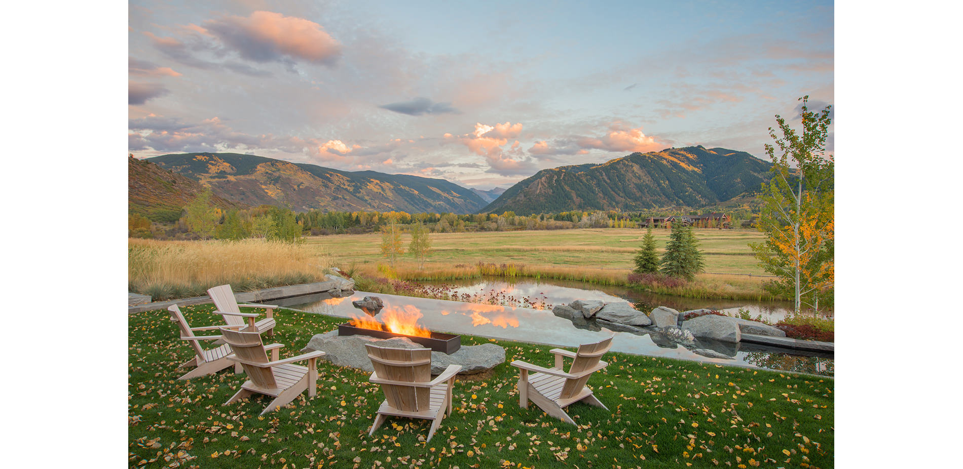 Pool, Fire Pit, Pond, Field, and Mountains