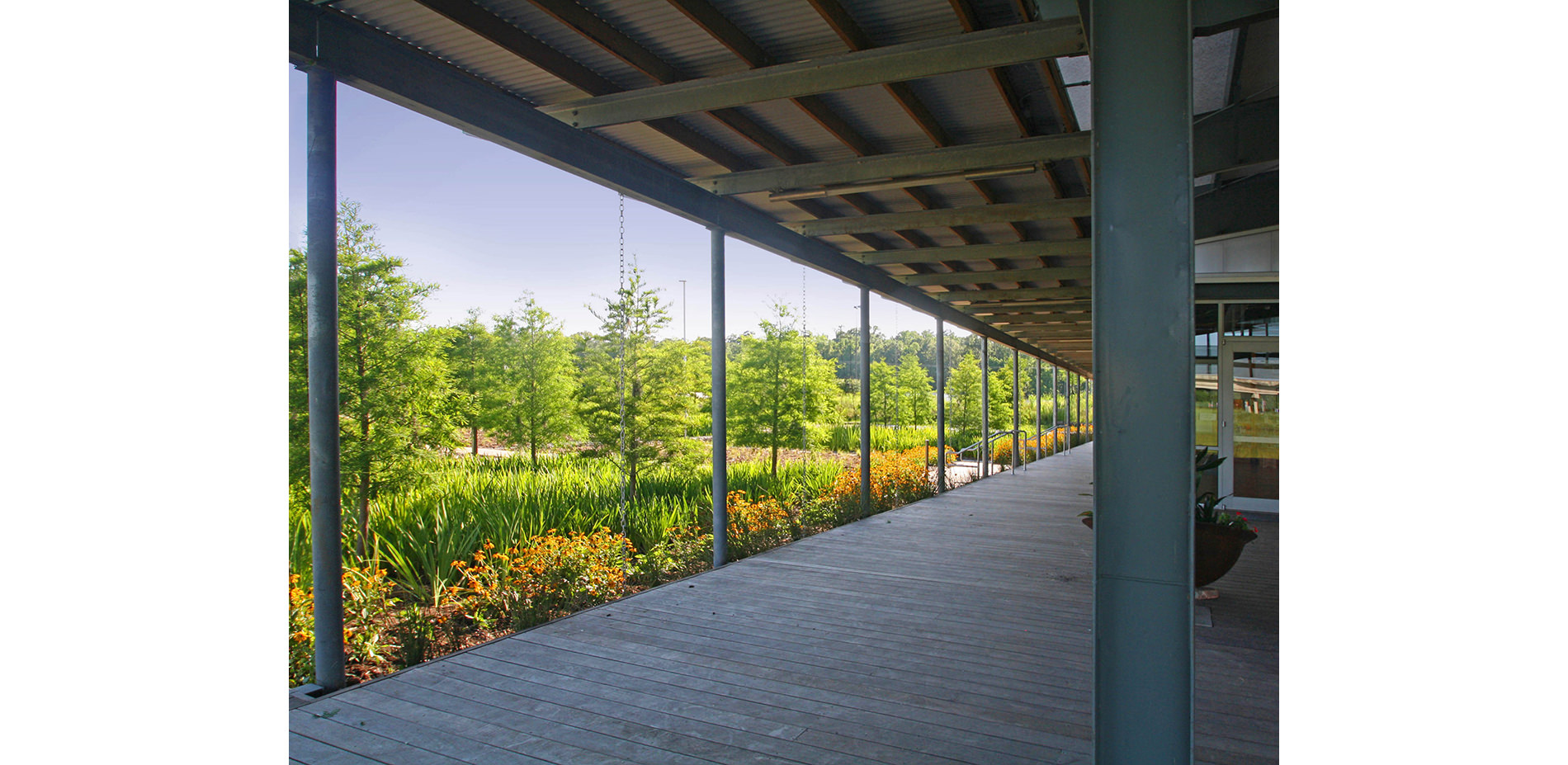 Rain Gardens Viewed from Covered Porch