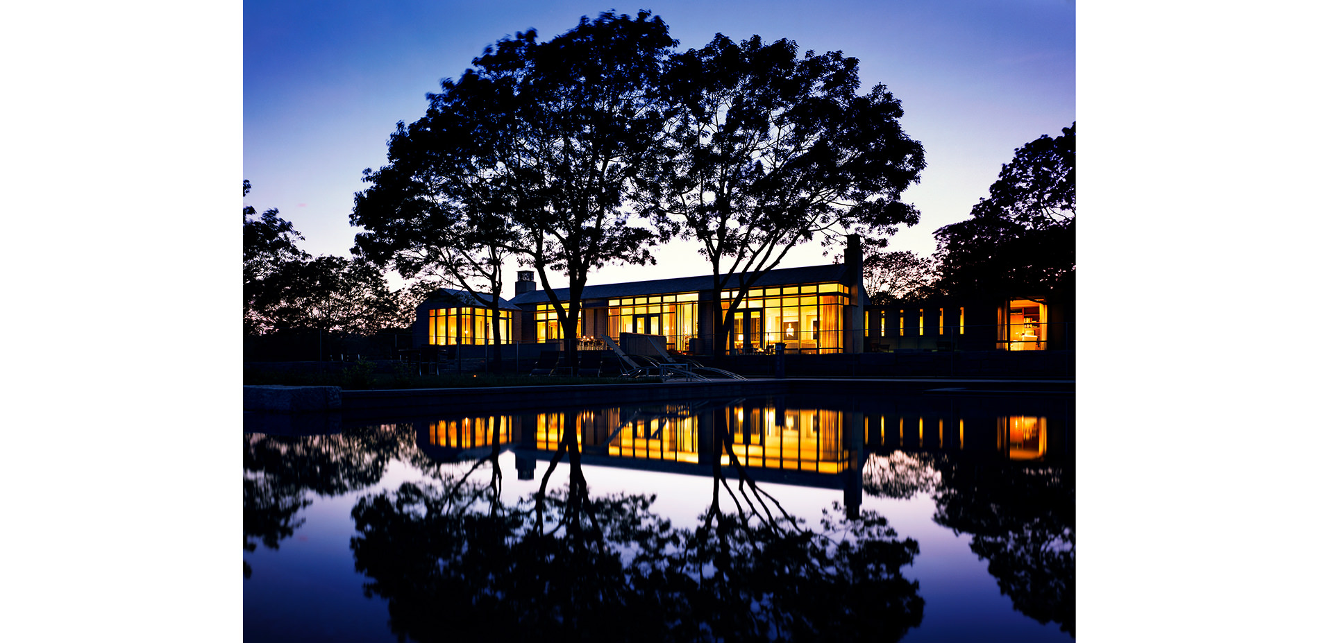 House and Pool at Night