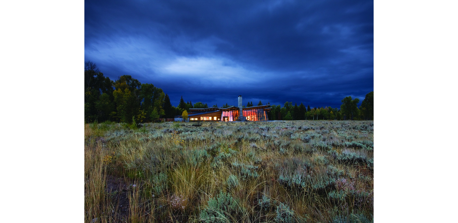 Grand Teton National Park Craig Thomas Discovery and Visitor Center Exterior at Night