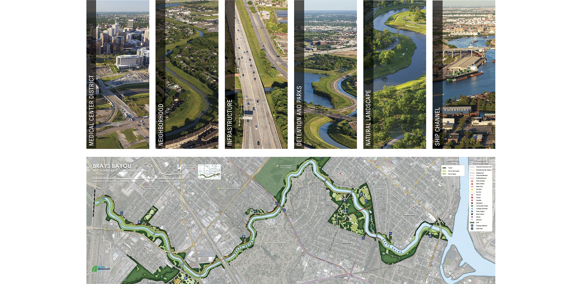 Images and Map of Various Brays Bayou Locations