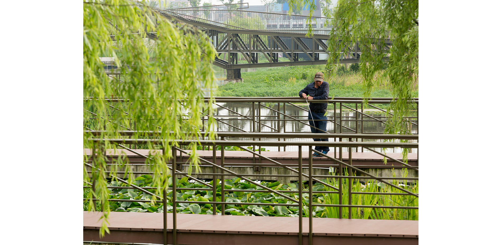 Man on Walkway