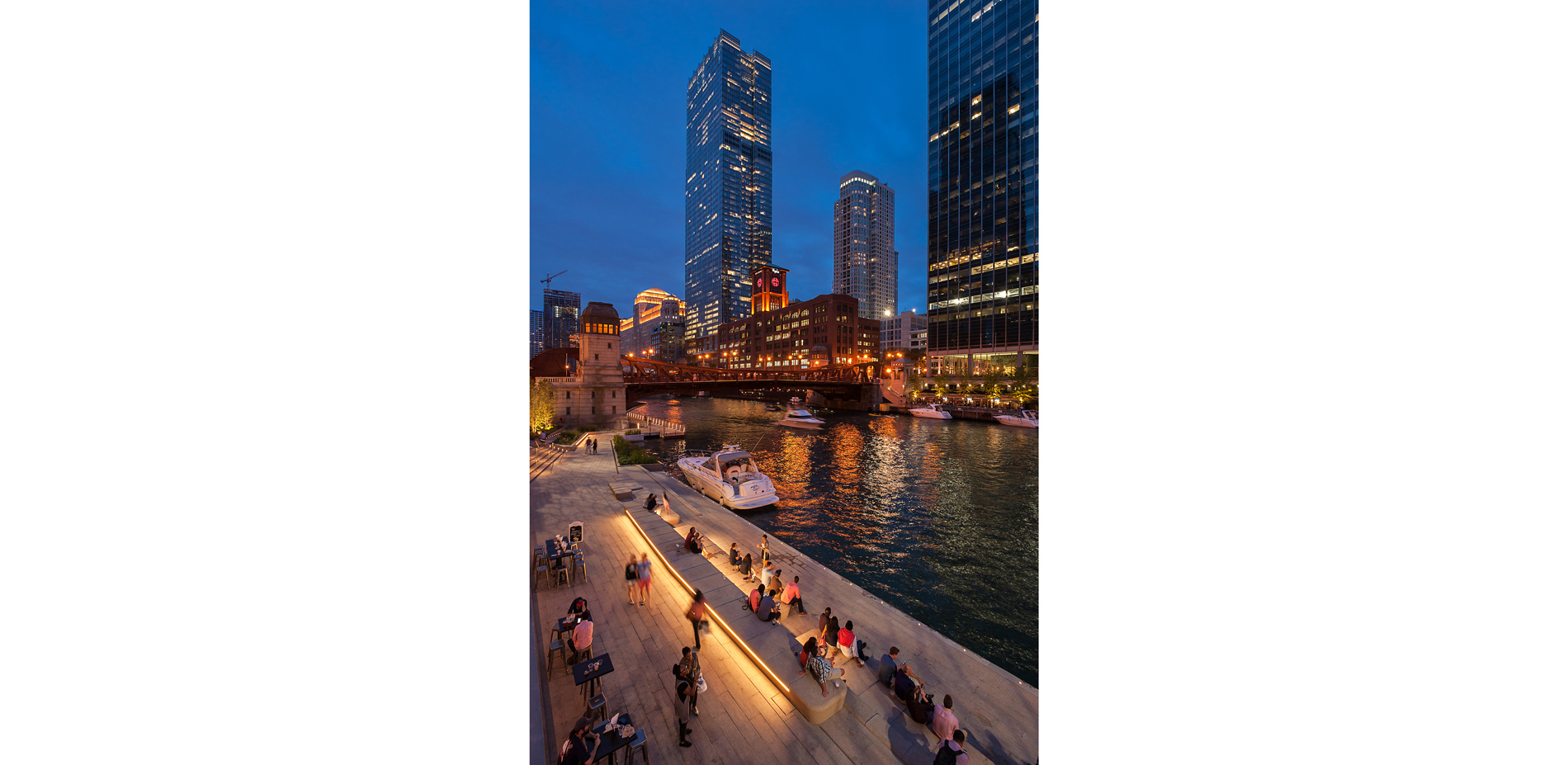 The lighting strategy for the Riverwalk is robust, playful, welcoming, and interactive.  Vitality and excitement during the day and night is achieved …