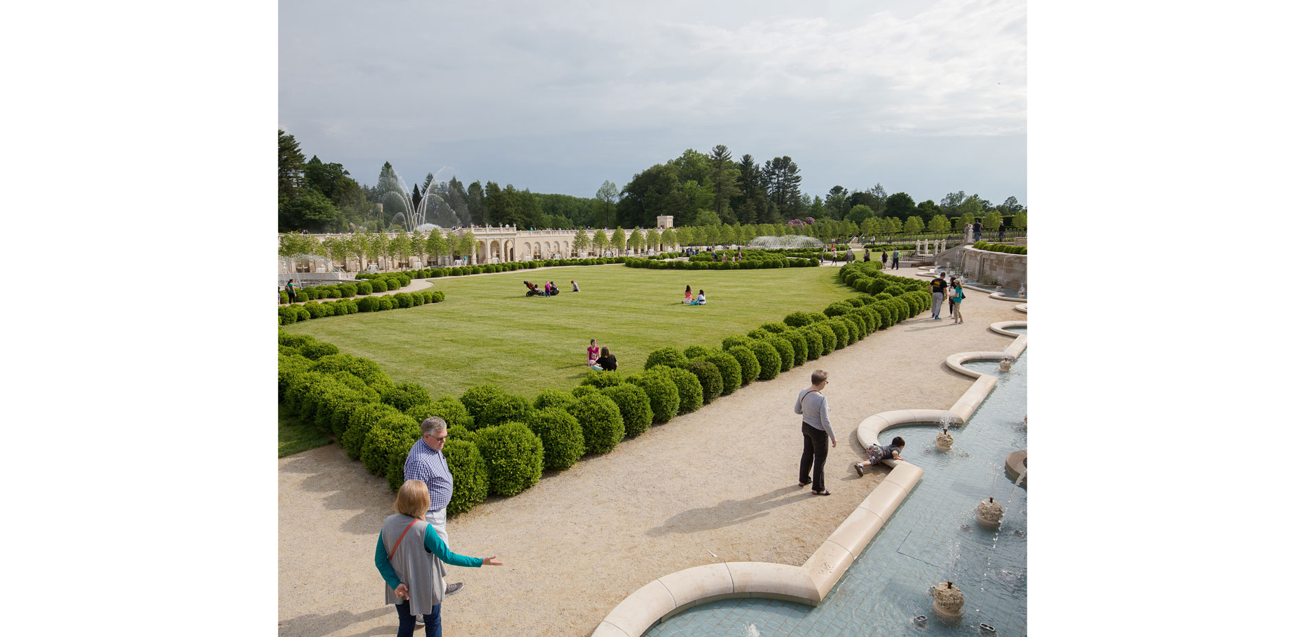 The Main Fountain Garden is now widely accesssible: Both the lawn and the fountains invite visitors to engage. …