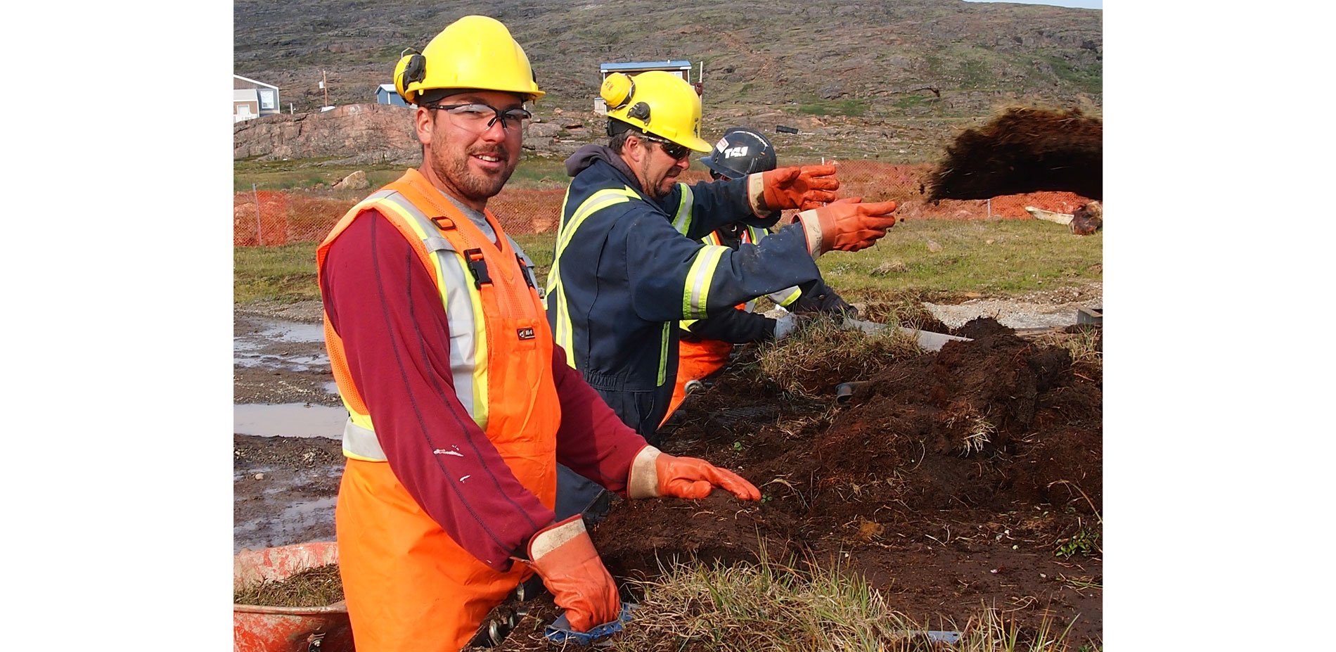 Tundra on the roads was carefully cut and salvaged, and later replaced over disturbed areas …