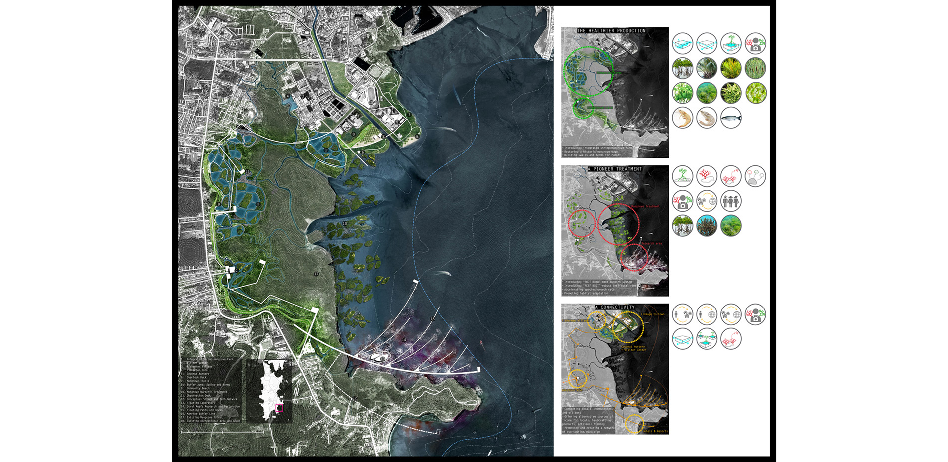 Using an area of Phuket bay as a testing site to examine strategies and tools, a synergetic landscape will operate in three movements:  Production (in…