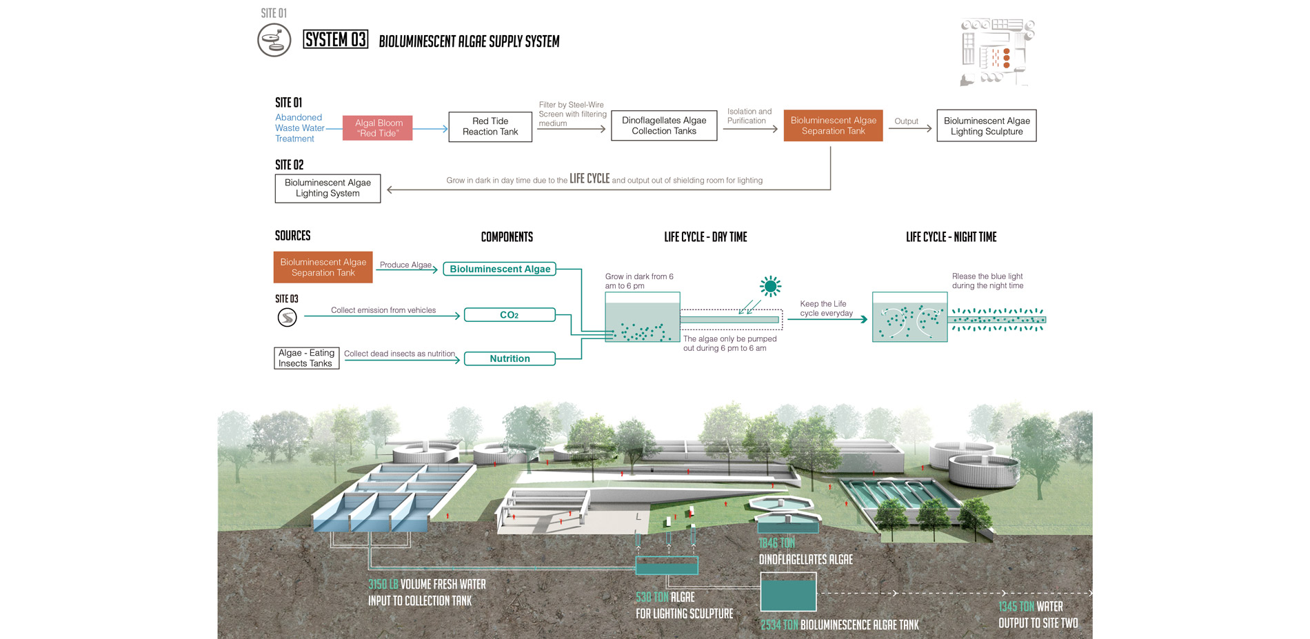 Generation of Bioluminescent Algae and use in the park as a way finding system.…