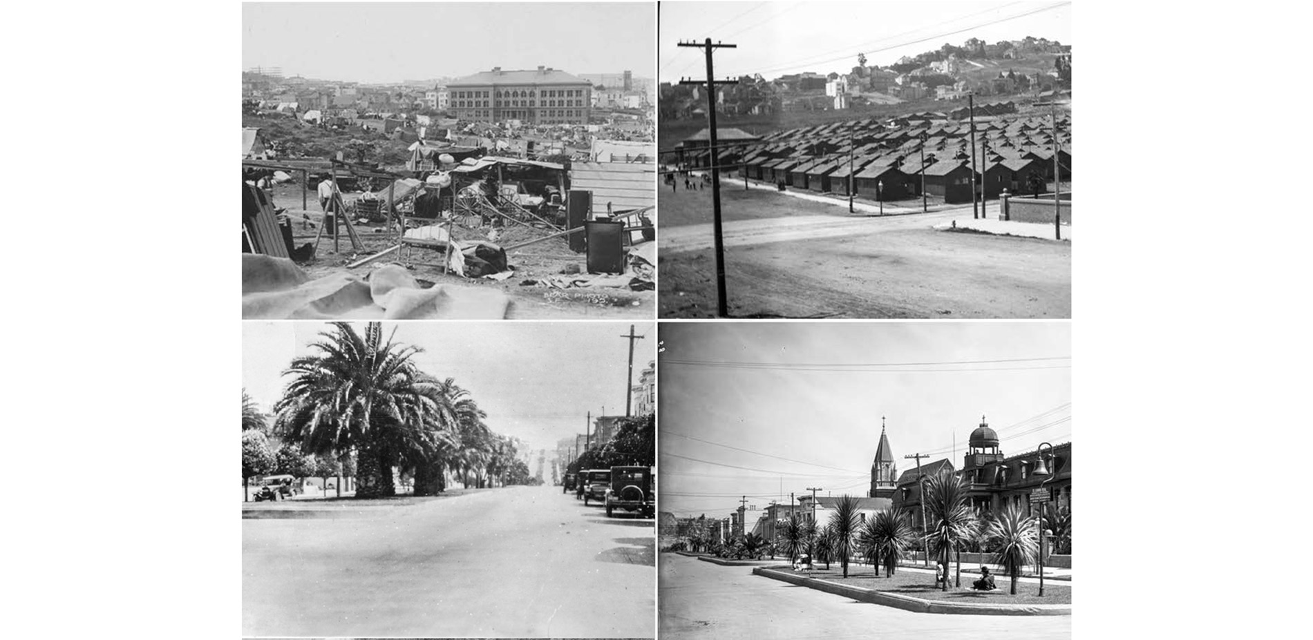 The 1906 earthquake displaced thousands of San Franciscans who then took refuge in city parks. Government built earthquake shacks filled Mission Dol