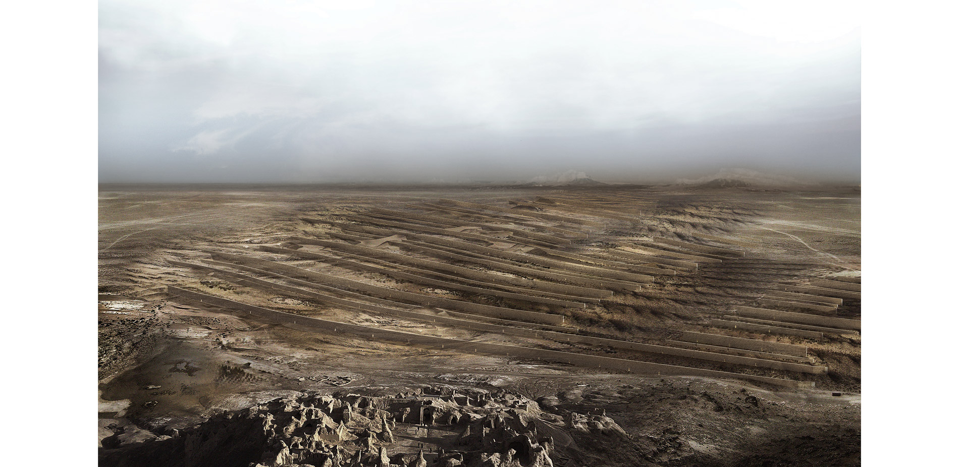 Showing the view of the landscape from the top of the Khajeh Mountain which is the prize for who passes the seven series of walls.…