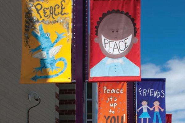 Harrington Elementary student banners image: Michelle Burdis