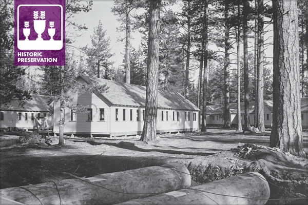 CCC Camp Wickiup. Photocopy of historic photographs (original photograph on file at National Archives, Rocky Mountain Region, Denver, CO). Unknown USBR Photographer, December 9, 1938 - Wickiup Dam, Deschutes River, La Pine, Deschutes County, OR image: Library of Congress, Prints & Photographs Division, HAER OR-112-10