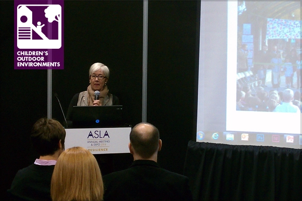 As the keynote, Lois Brink explains strategies to locate funding for schoolyard gardens image: Lisa Horne