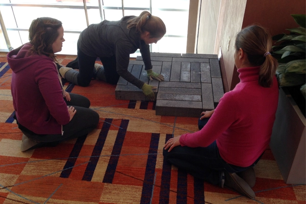 The ReImagining Streets parklet, presented by Alta Planning + Design and PlaceMatters, under construction image: Deborah Steinberg