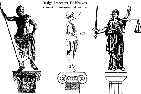 The intention of design is to provide ordering that almost always conflicts with the disorder associated with justice seeking action. The Environmental Justice PPN provides a path for integrating design order and justice. image: Randy Hester, Community Development by Design 