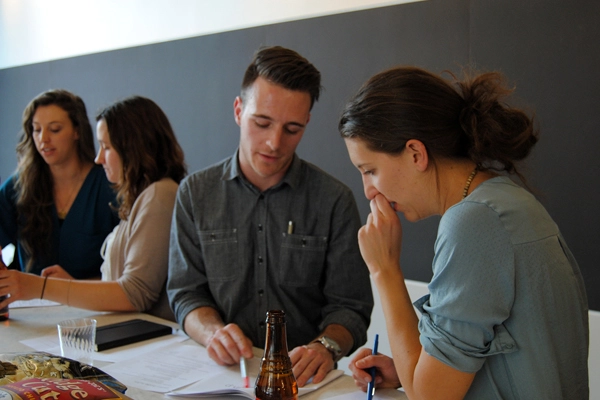 Portfolio Workshop: Bodie Hultin (CU-Boulder ENVD, Senior) and Anna Cawrse (Design Workshop)  image: joni m. palmer