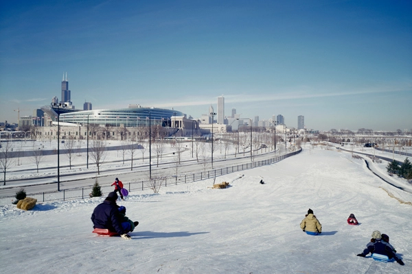 Sledding hill, North Burnham Park image: courtesy of Hoerr Schaudt