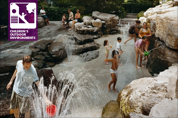 ASLA 2009 Professional General Design Honor Award. Water Play. Within an interior circulation of play circuits, Teardrop Park creates the conditions for children's play that feels far removed from traffic and ordinary street life. Children are able to turn the water on and off. image: Elizabeth Felicella 