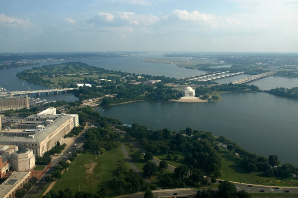 View of the Jefferson Memorial and Tidal Basin from the top of the Washington Monument image: Alexandra Hay