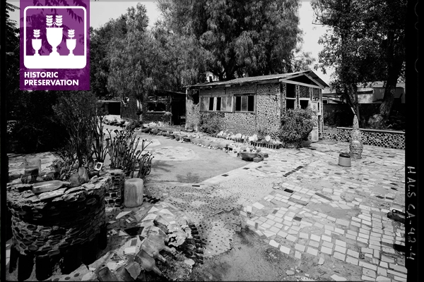 Grandma Prisbrey’s Bottle Village, HALS CA-42, Simi Valley, CA image: Library of Congress, Historic American Buildings Survey/Historic American Engineering Record/Historic American Landscapes Survey Collection
