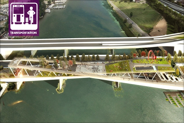 Rendering of the planned 11th Street Bridge Park, in Washington DC image: courtesy of OMA and OLIN