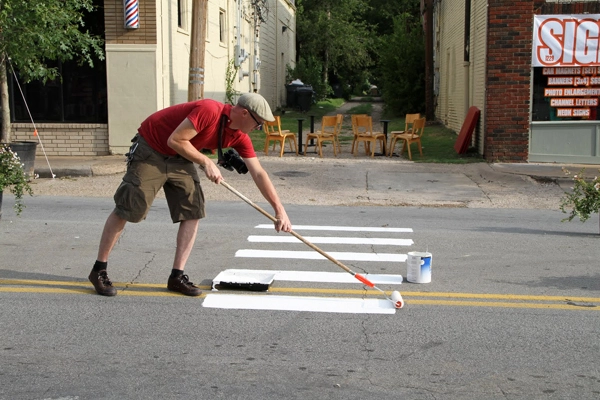 Painting guerilla crosswalks in the street image: Jason Roberts