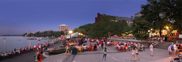 Outside the Memorial Union on Lake Mendota, University of Wisconsin-Madison campus, on a Saturday night in early September, 2013 image: Richard Hurd via Flickr