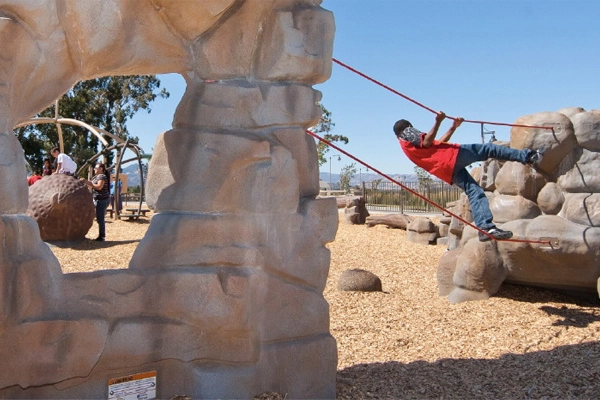 Precast simulated rock climbers leave room for creativity in Cordelia Community Park in Fairfield, CA, designed by Callander Associates. image: Billy Hustace