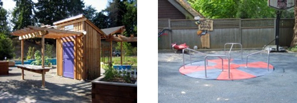 At grade and raised play elements encourage inclusive play for children. Disability is not a factor when access is unimpeded. image: Daniel Winterbottom / Amy Wagenfeld