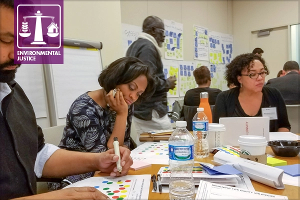 Working session involving small groups of diverse participants image: Kofi Boone