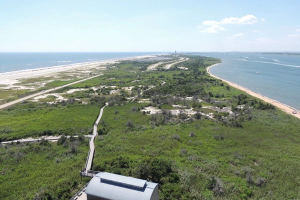 The view from the Fire Island Lighthouse of the Fire Island National Seashore and Robert Moses State Park in New York image: Jennifer Nitzky
