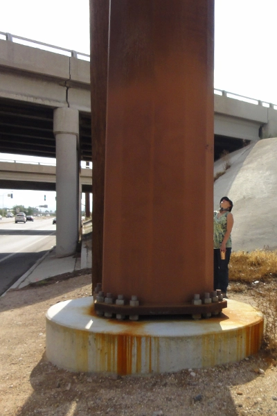 Figure 9: Weathered steel transmission pole at Interstate 10 and Valencia, Tucson, AZ. image: Ellen Alster