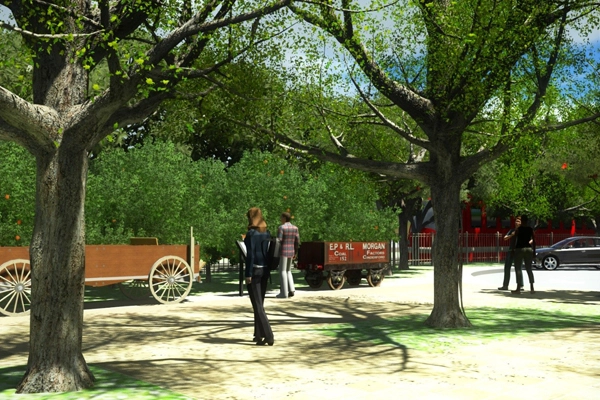 Lemon Grove Plaza Rendering in LumenRT image: Matthew Wilkins & Stephen Nunez, KTU+A