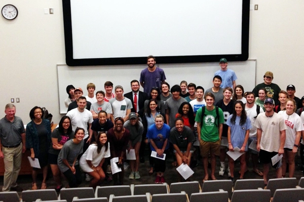The proud author on the left with his first class of students image: John Anderson