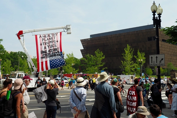 Marchers by the National Museum of African American History and Culture / image: Alexandra Hay