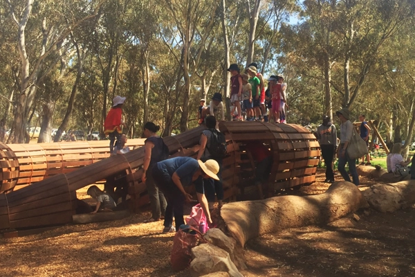 Who knew - climbing onto and scaling atop the Great Snake tunnel / image: Amy Wagenfeld