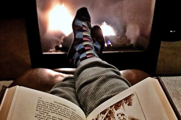 Reading by the fire