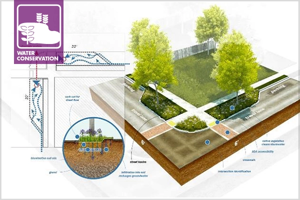 Streetscape design for stormwater runoff