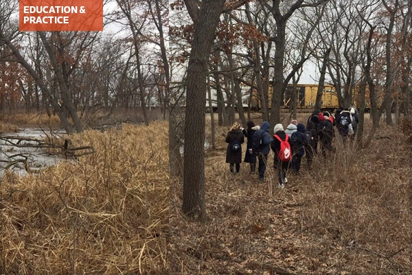 Paul Labus, from The Nature Conservancy, with students