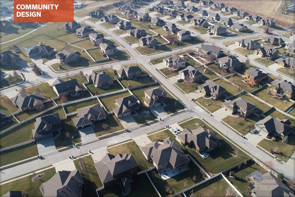 Aerial photo from a drone flight over a residential development in Omaha