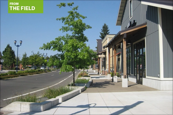 Boone’s Ferry Road streetscape in Wilsonville, Oregon