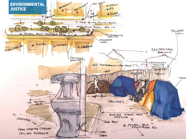 Analysis of informal homeless tent encampment