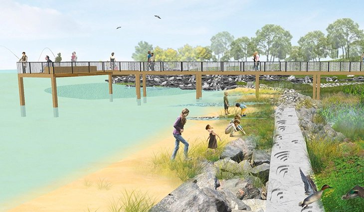 Intertidal wetland at reinforced Kingston Point Beach