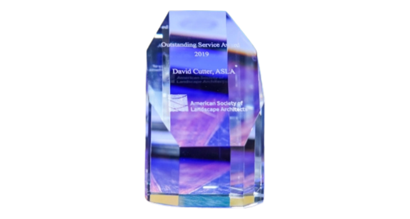 The ASLA Outstanding Service Award trophy