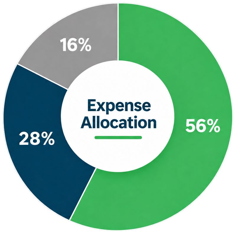 Expense allocation: 56 percent Member Services and Education, 28 percent Advocacy and Communications, and 16 percent General and Administrative.