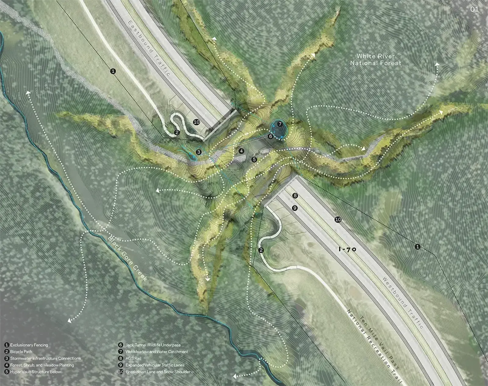 ‘Hypar-nature’ Wildlife Bridge,West Vail Pass, Colorado, Michael Van Valkenburgh Associates, Inc.