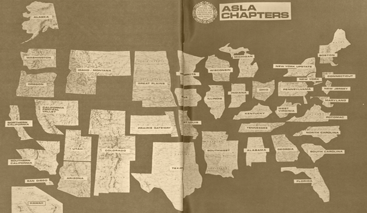 A map of ASLA Chapters as of 1976