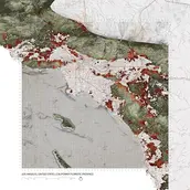 Los Angeles in the California Floristic Province biodiversity hotspot. Red areas indicate conflict between growth projected